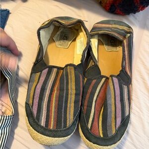 UGG Multicolor Striped Canvas Flats - Black Trim